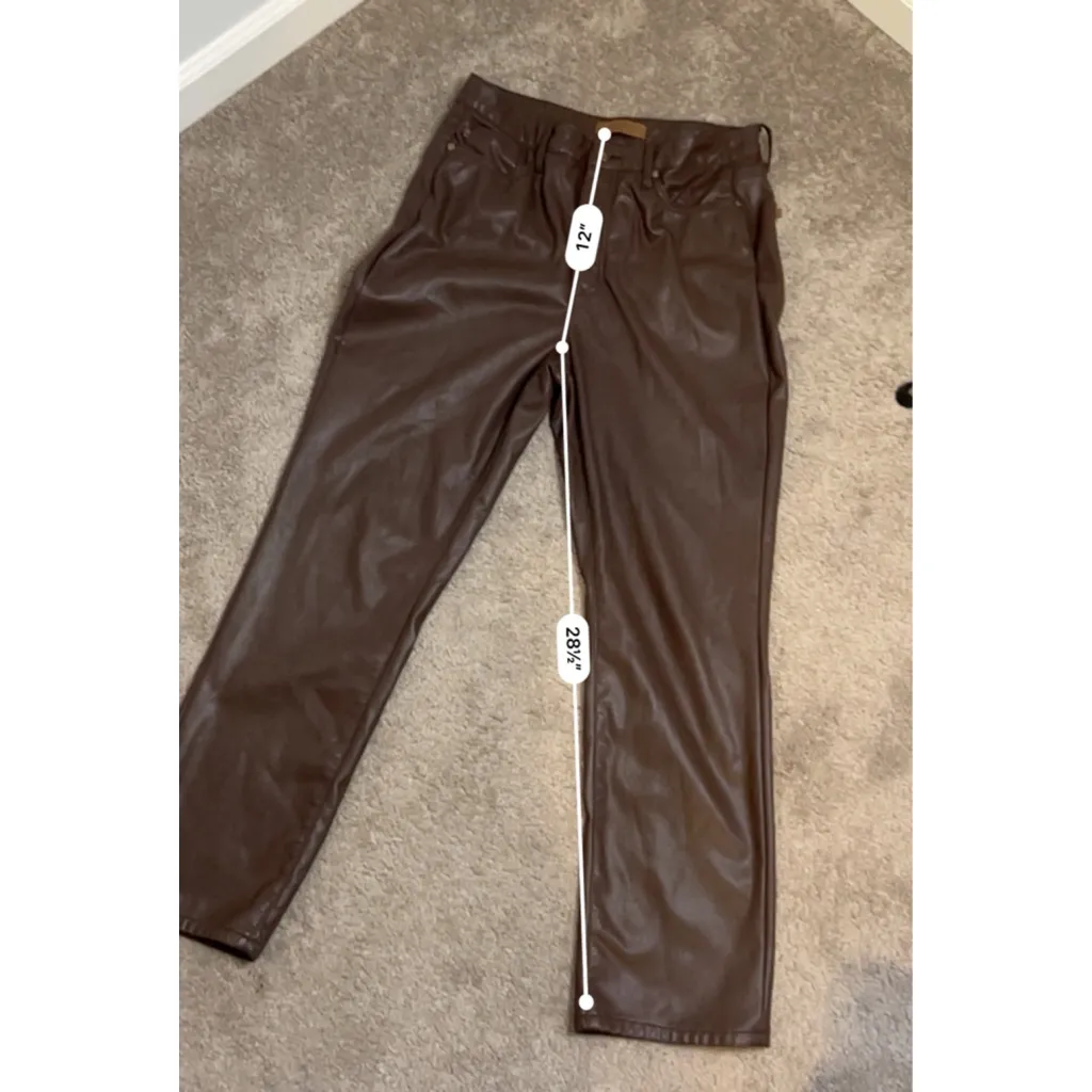 Women's Judy Blue Brown Faux Leather Straight Leg Pants Size 13 - Image 6