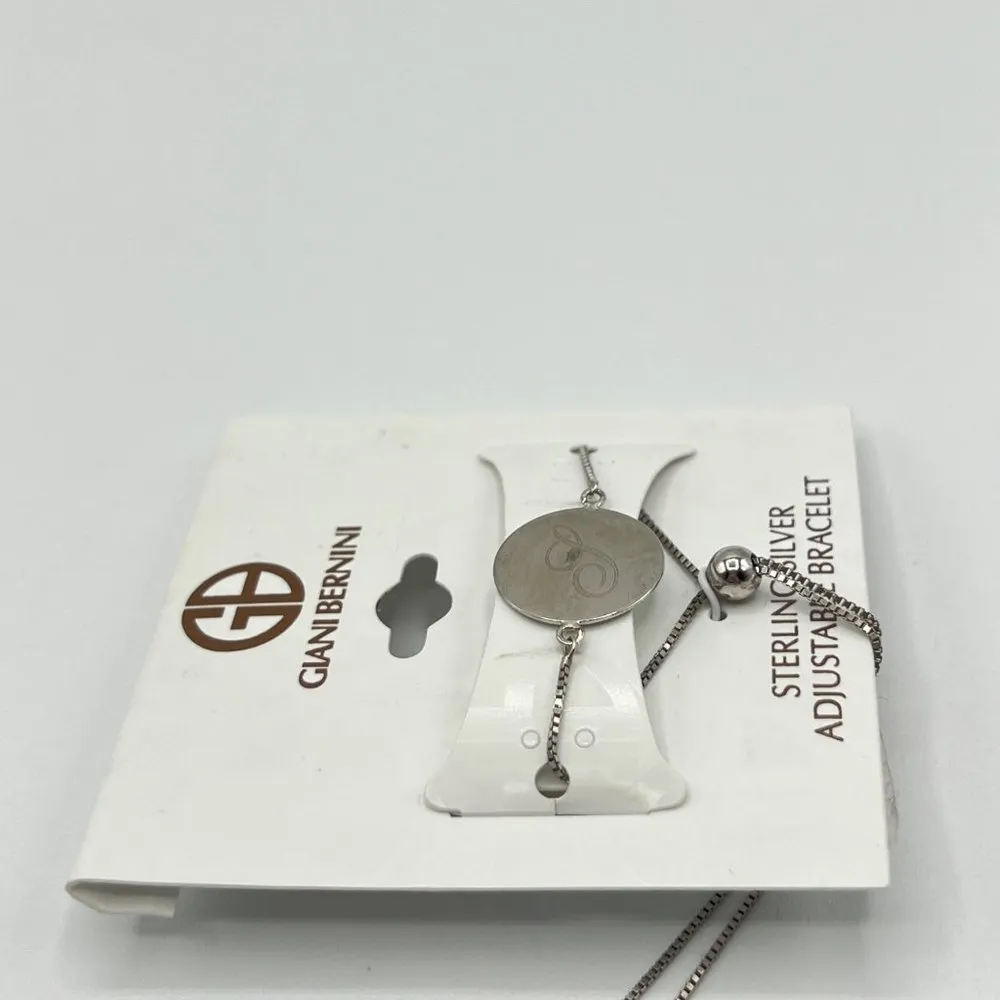 Giani Bernini Engraved Script Initial J Disc Bolo Bracelet in Silver MSRP $85 NW - Image 3