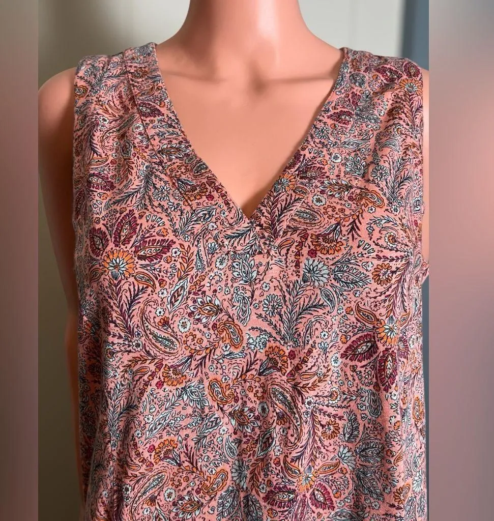 J Jill-Sleeveless V-Neck Dress, NWT. Paisley Floral. Pockets. Cotton. Size Small - Image 3