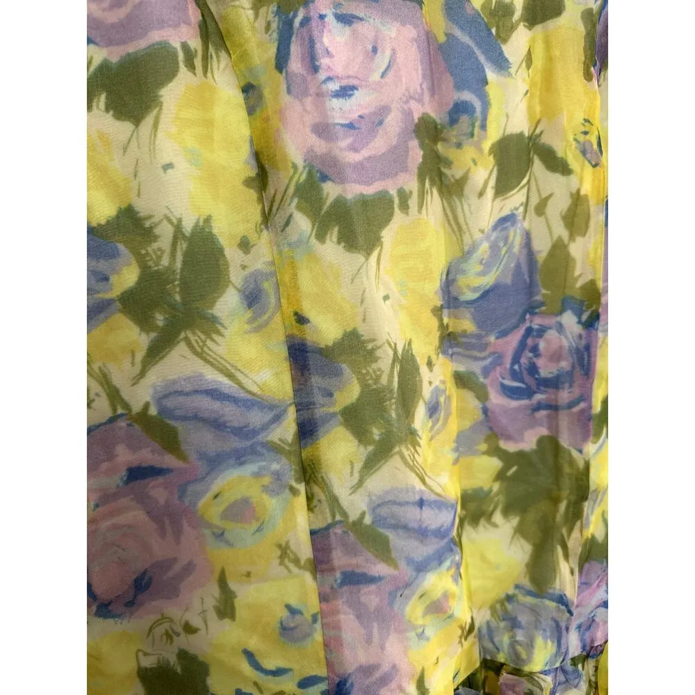 Anna Sui Anthropologie silk yellow floral sleeveless drop waist dress 6 - Image 7