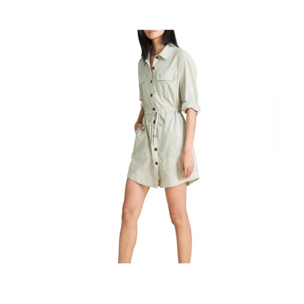 Veronica Beard Green Shirt Dress Notched Collar Cuffed Sleeves - Image 10
