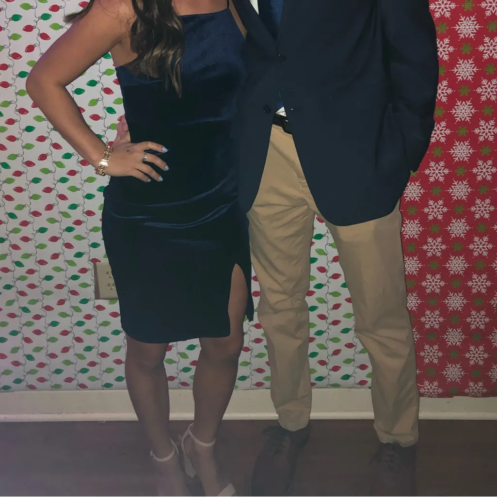 Windsor Blue Velvet high neck midi dress - Image 5