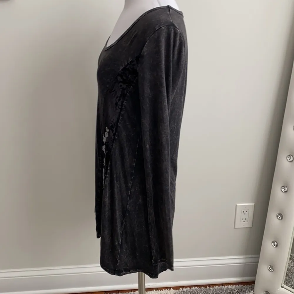 T Party Black Mineral Wash Velvet Embroidered Tunic - Image 3