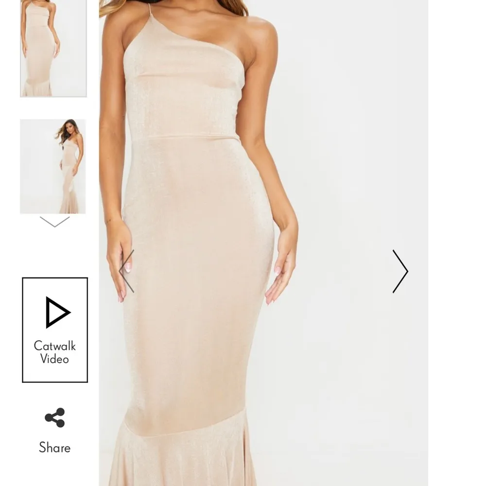 Nude Slinky One Shoulder Dress - Image 3