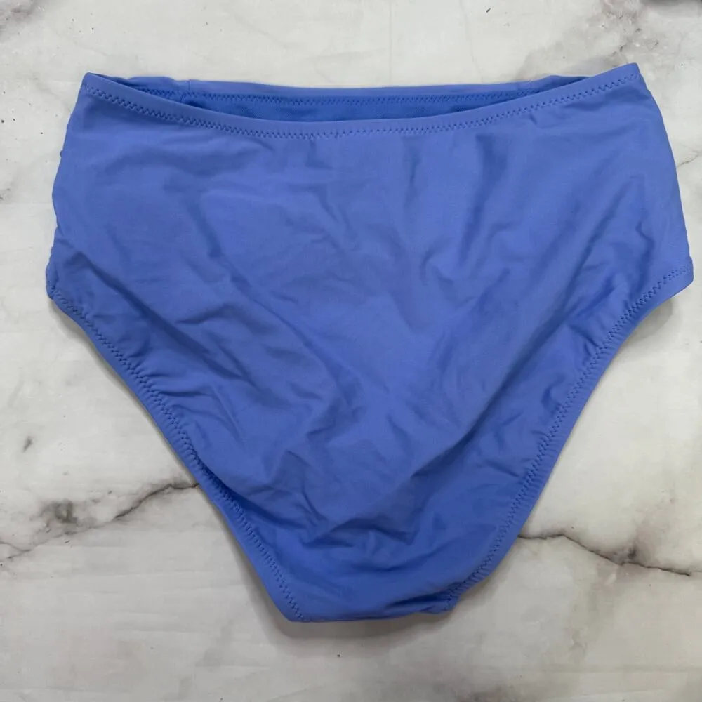 Bar III High Waist Shirred Side Bikini Bottom Size S Berry Periwinkle Blue New - Image 4