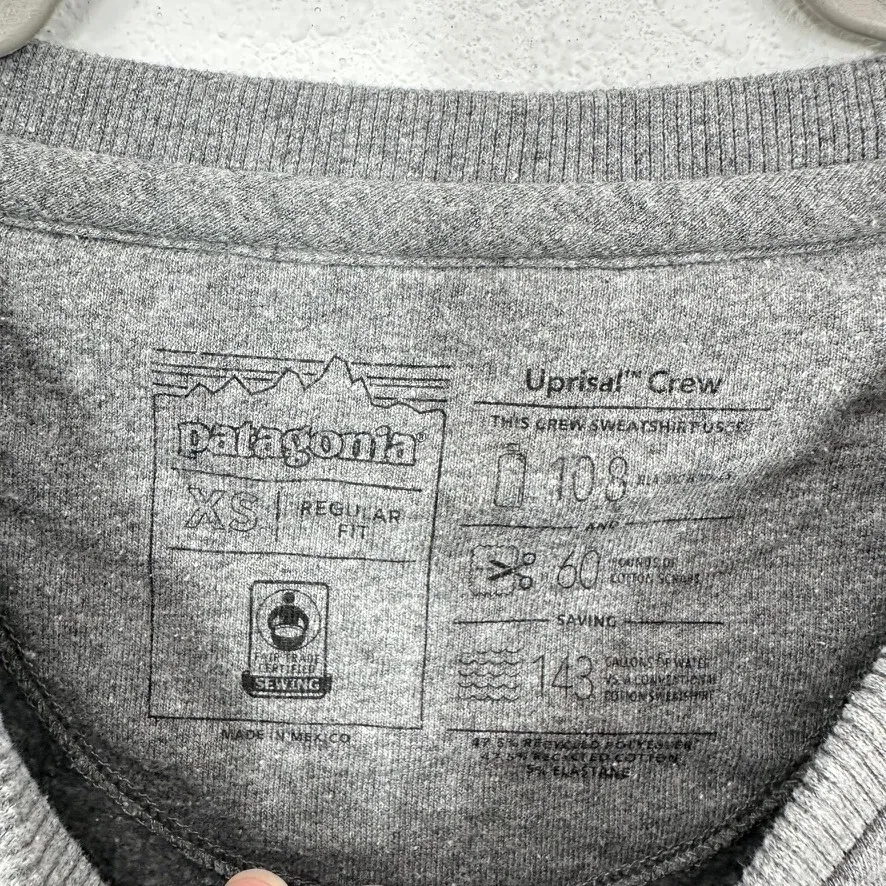 Patagonia Uprising Crew Sweatshirt Grey Mountains Logo Size XS Sustainable - Image 3