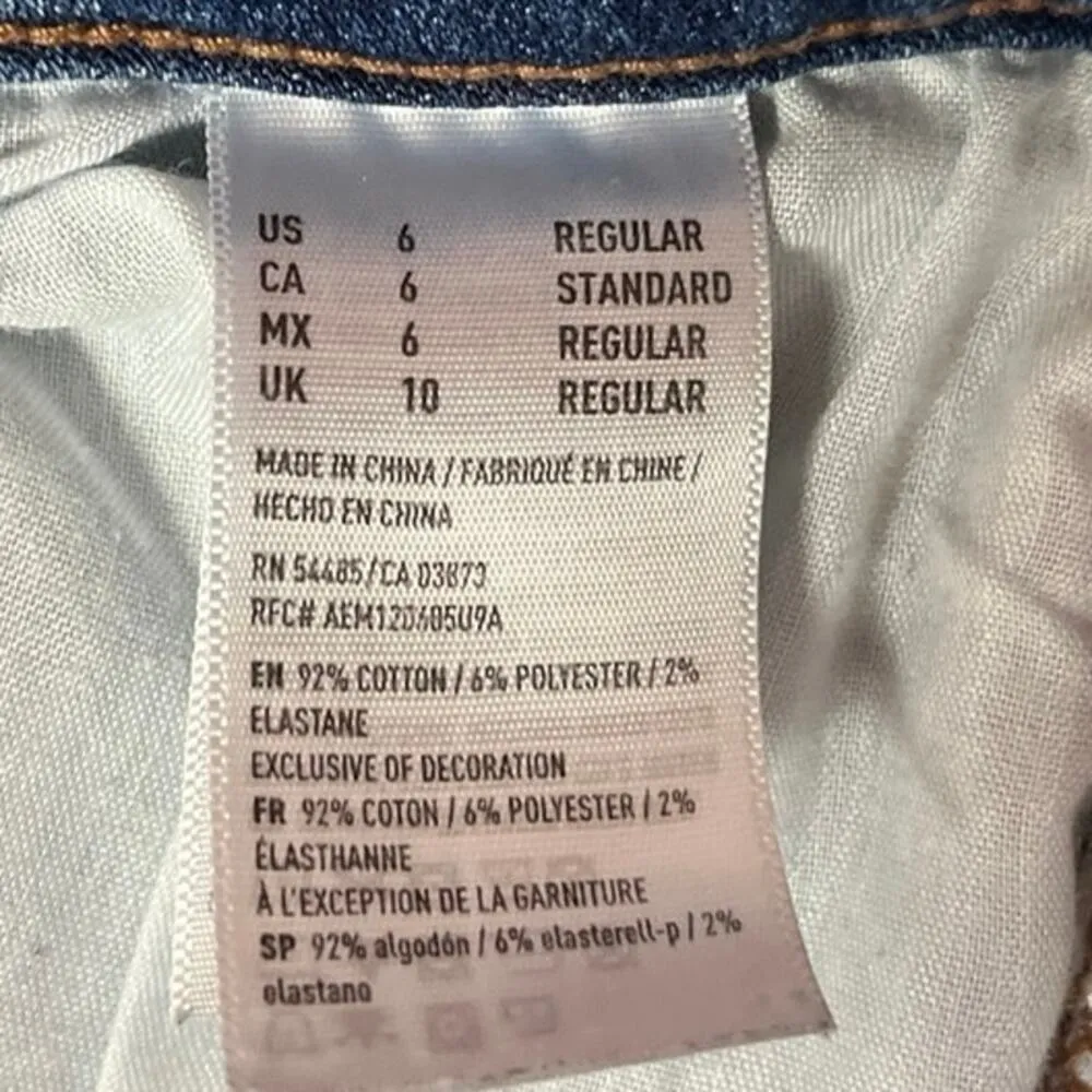 American Eagle Blue Medium Wash High Rise Distressed Stretch Skinny Jeans Size 6 - Image 5