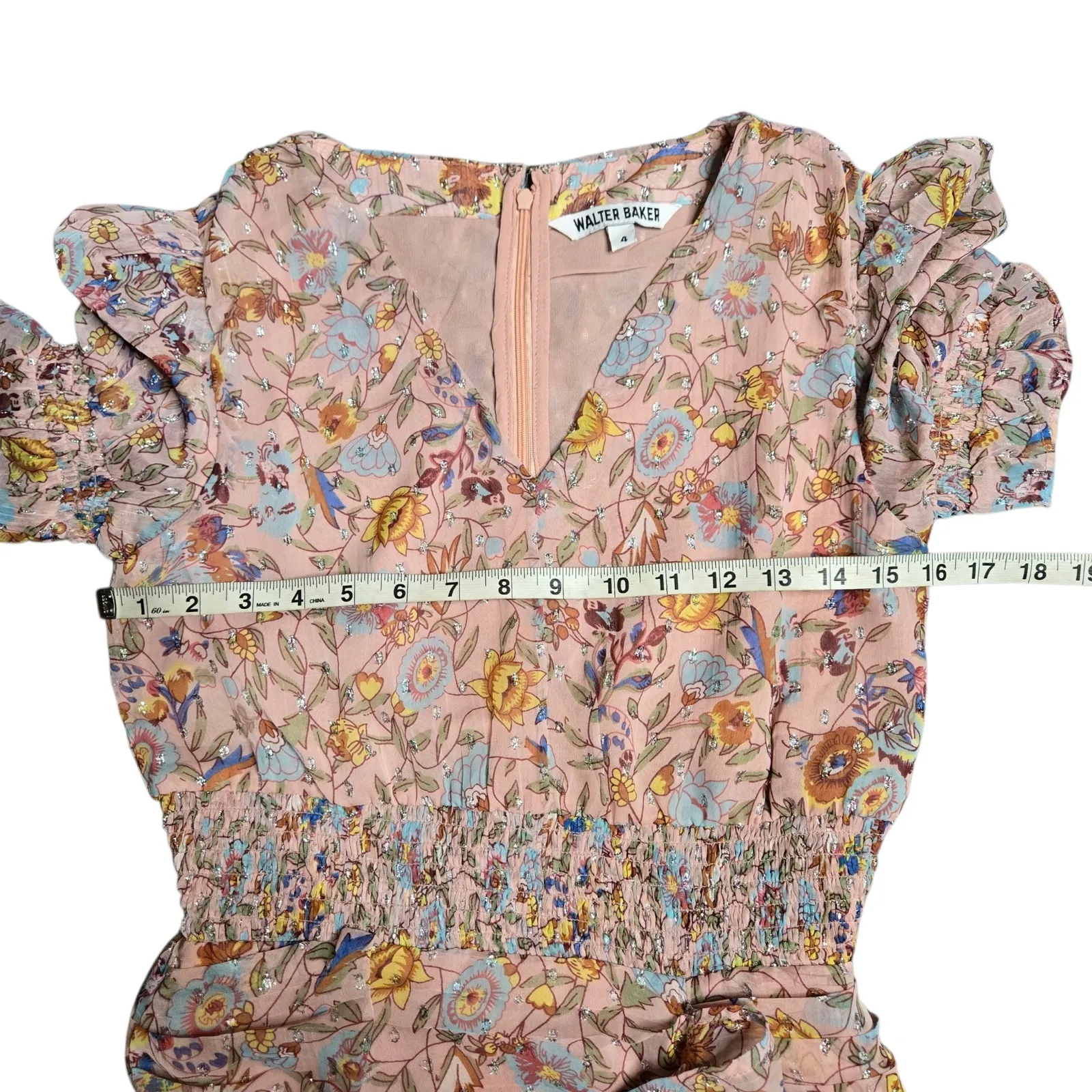 Walter Baker Mars Floral Ruched Mini Dress Size: 4 - Image 4