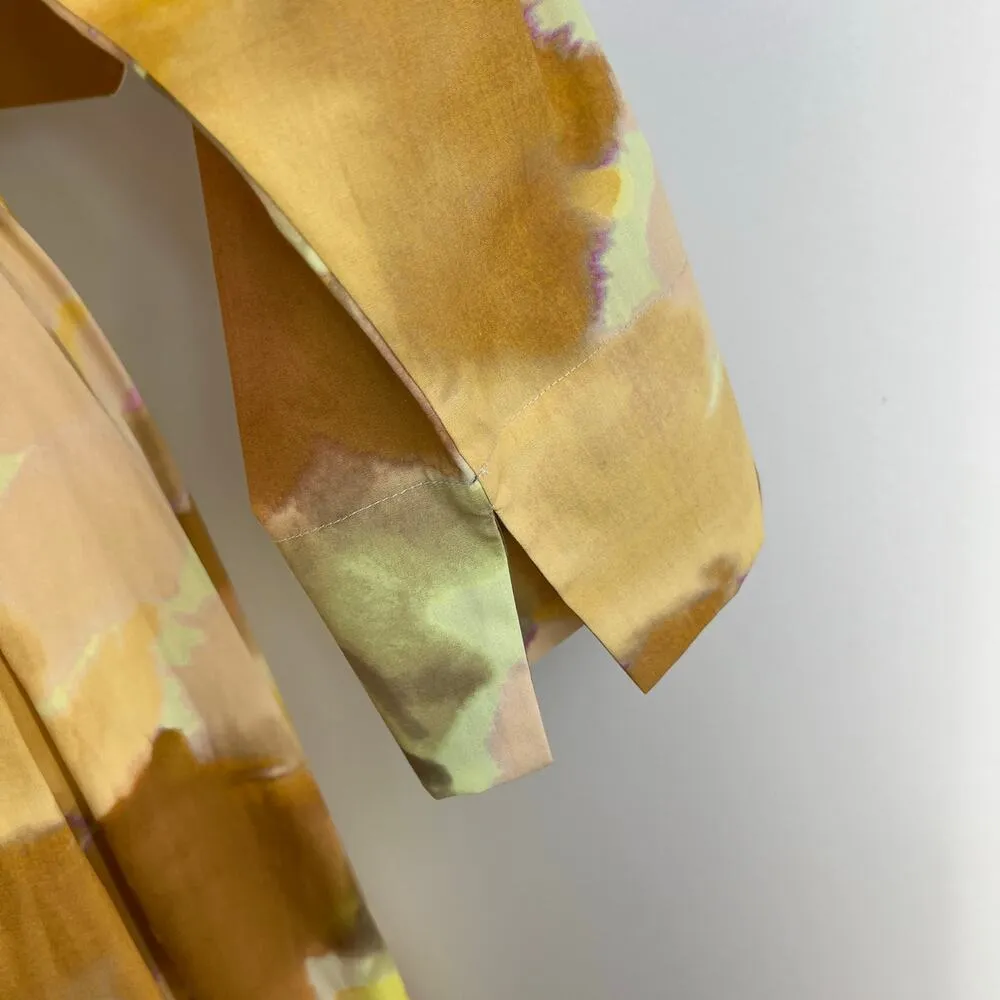 Exquise Brooklyn Dress Cotton Yellow Orange Pastels Watercolor Printed Size 12 - Image 7