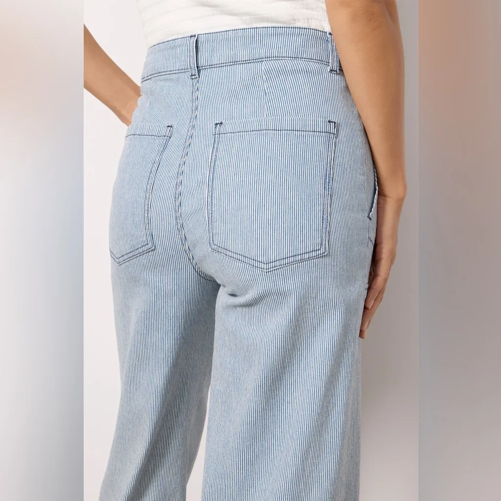 Kut From the Kloth Meg Railroad Stripe Wide Leg cropped Pants Size 12 - Image 5