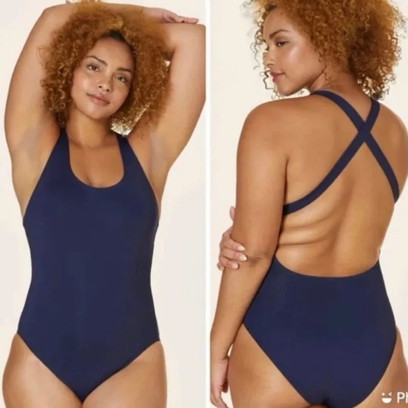 NEW Andie Size XLT XL Tall The Tulum One Piece Swimsuit Bathing Suit Navy Blue - Image 2