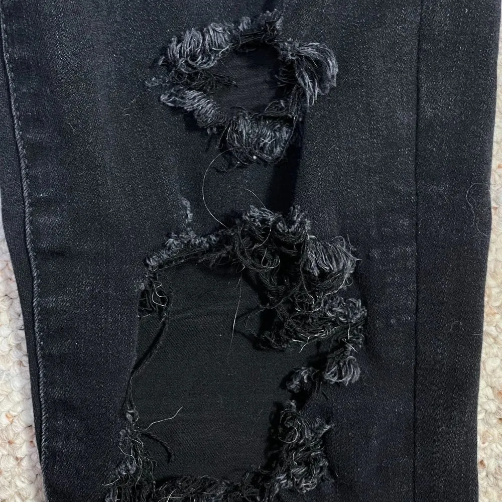 American Eagle Women's Hi-Rise Jegging Black Destroyed Size 6 - Image 5