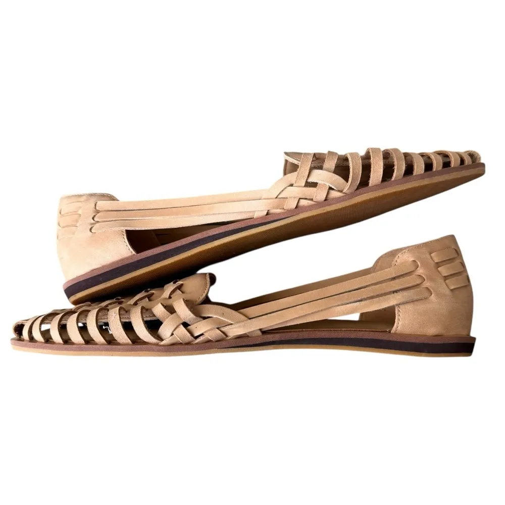 Quince - 100% Leather Huarache Woven Flats in Cashew Sz 10 - Image 7