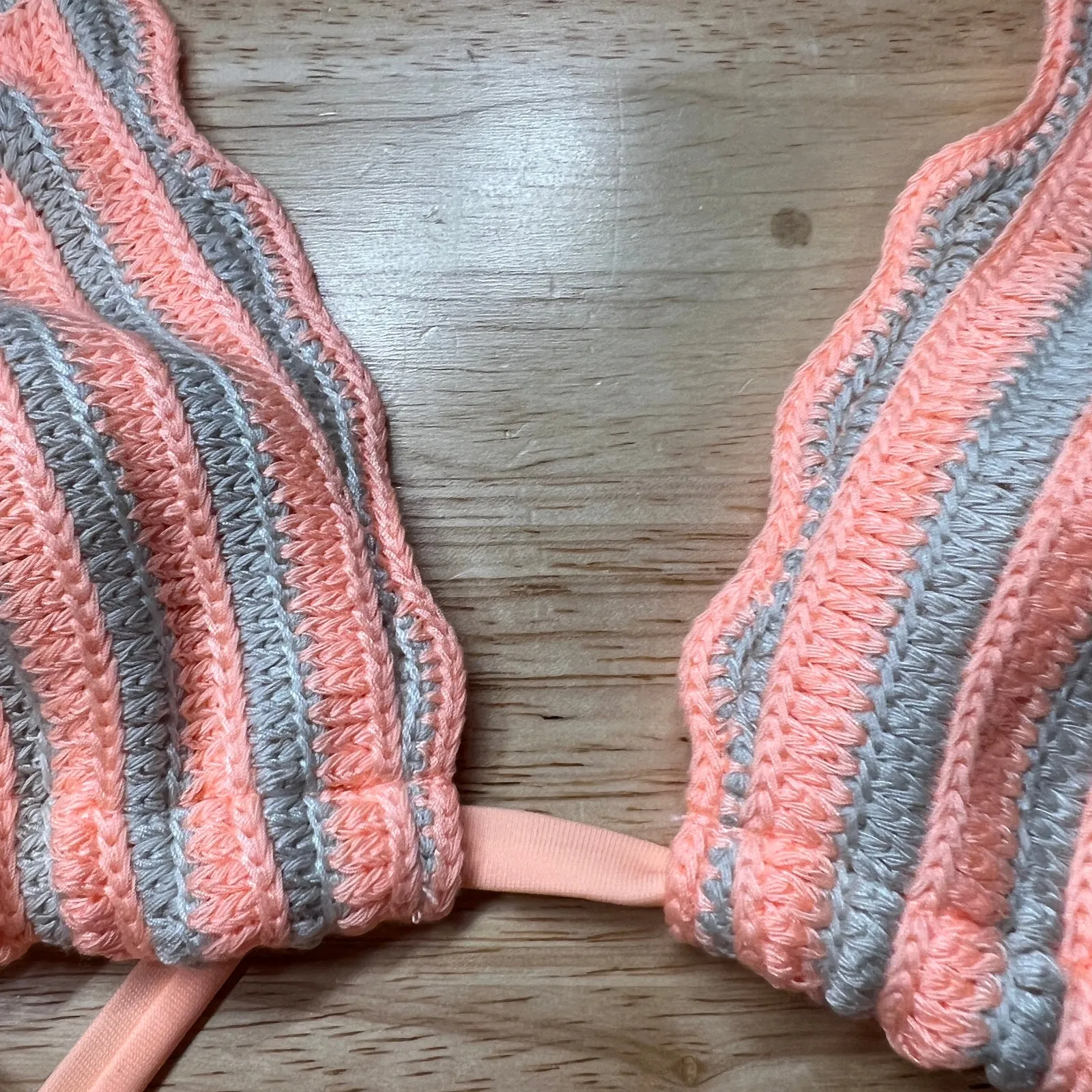 Wild Fable Women's Peach Crochet Triangle Bikini Top - Size XXS - NWT - Image 3