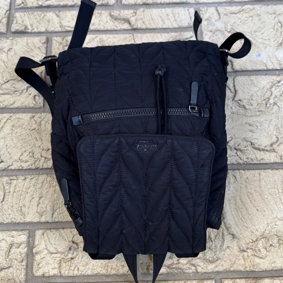 Kate Spade Black Quilted Handbag In style Backpack Travel everyday work - Image 2