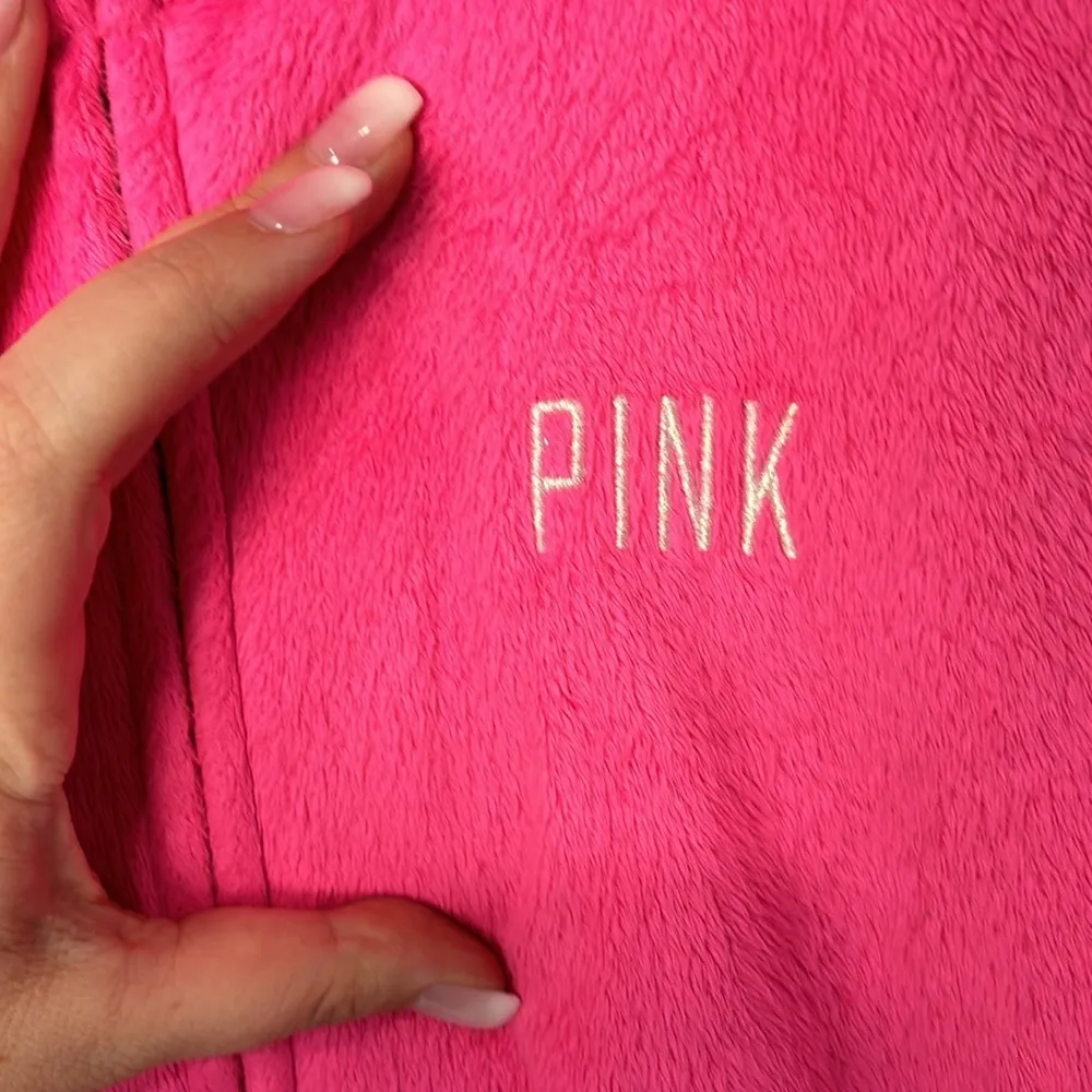 Fuzzy love pink zip up - Image 2
