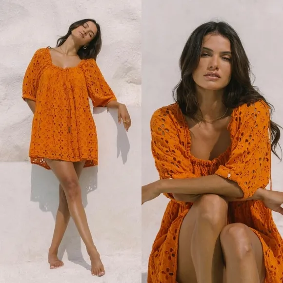 Kinga Csilla The Medina Broderie Anglaise Lace Liberty Orange Mini Size undefined - Image 3