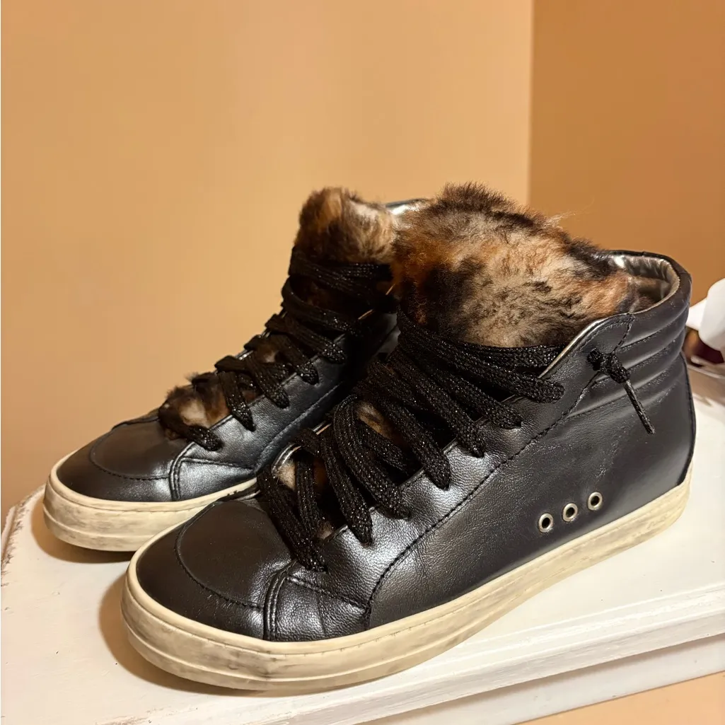 P448 Hightop Cheetah Fur Black Sneakers - Image 9