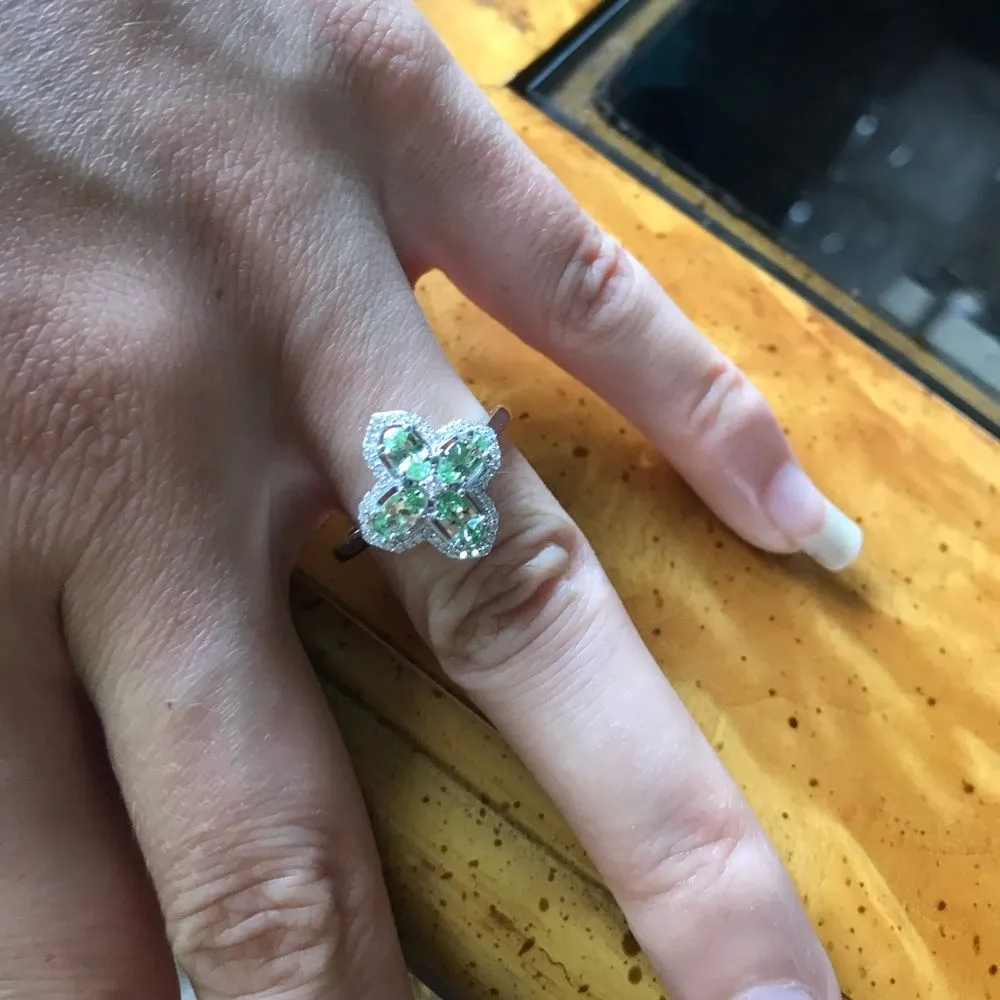 Natural Mint Garnet Moissanite Sterling Silver Ring Size 8 Green - Image 9
