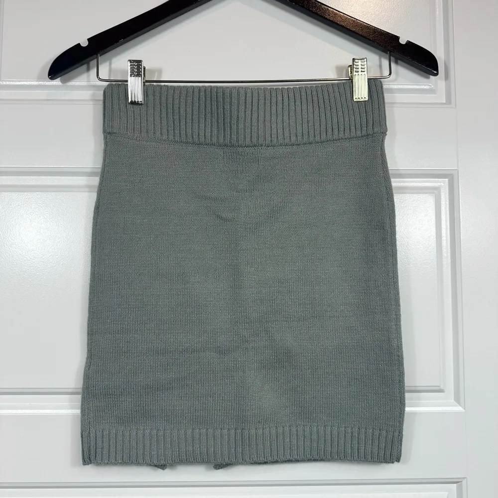 MABLE Women’s Classic Knit Mini Skirt In Sage Size S/M Green - Image 4