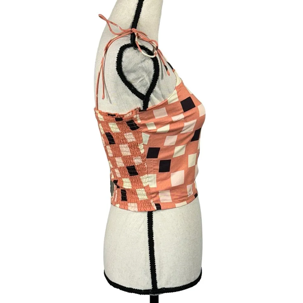 O’Neill Small Laura Cropped Tank Top Geometric Tie Spaghetti Straps Lightweight - Image 2