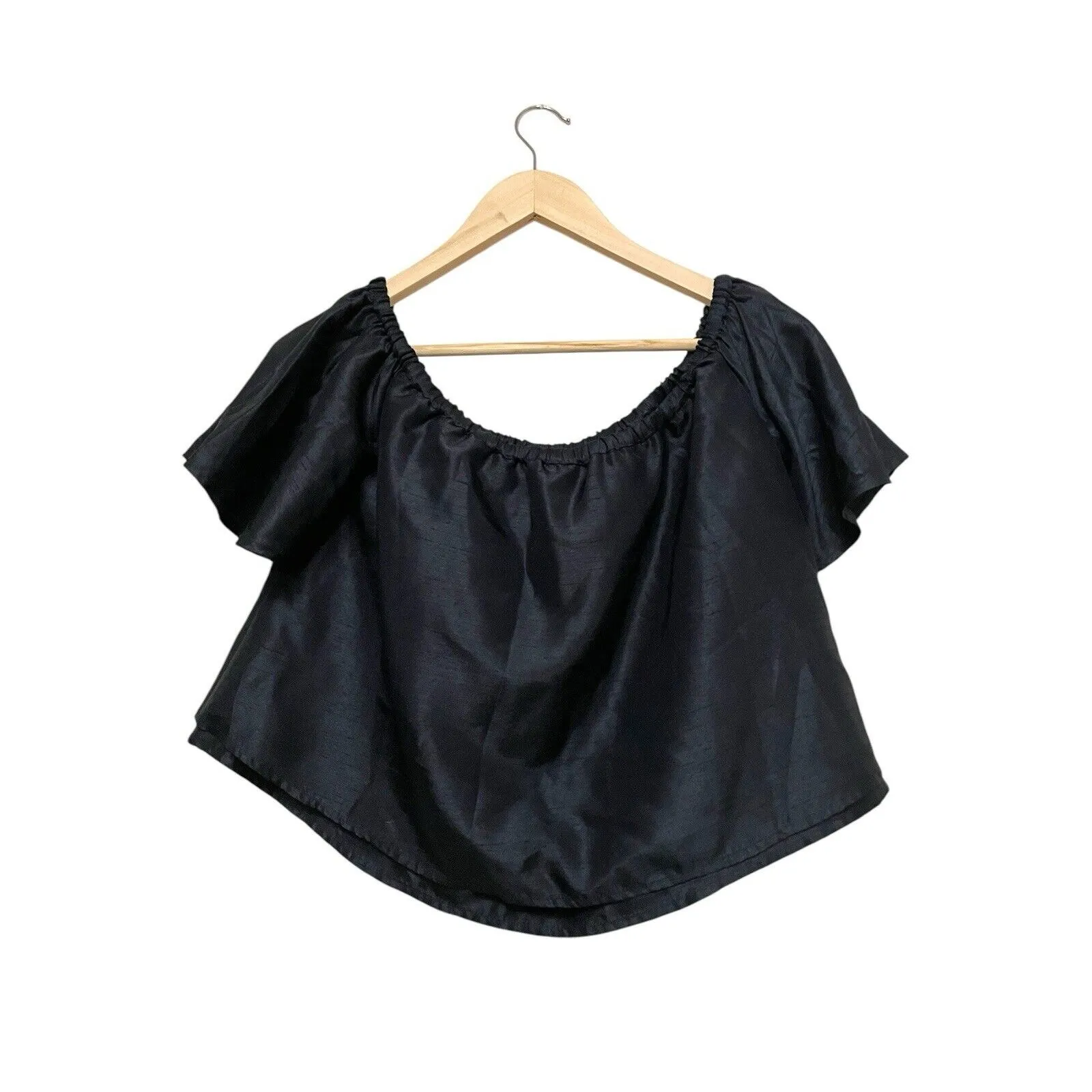 Keepsake the Label Off Shoulder Satin Top‎ Size Small Midnight Blue Romantic - Image 2