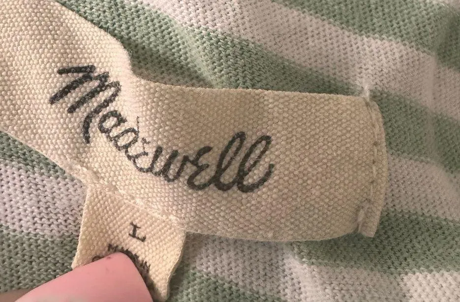 Madewell Green and White Crop Tee Short Sleeve Fitted - Image 2