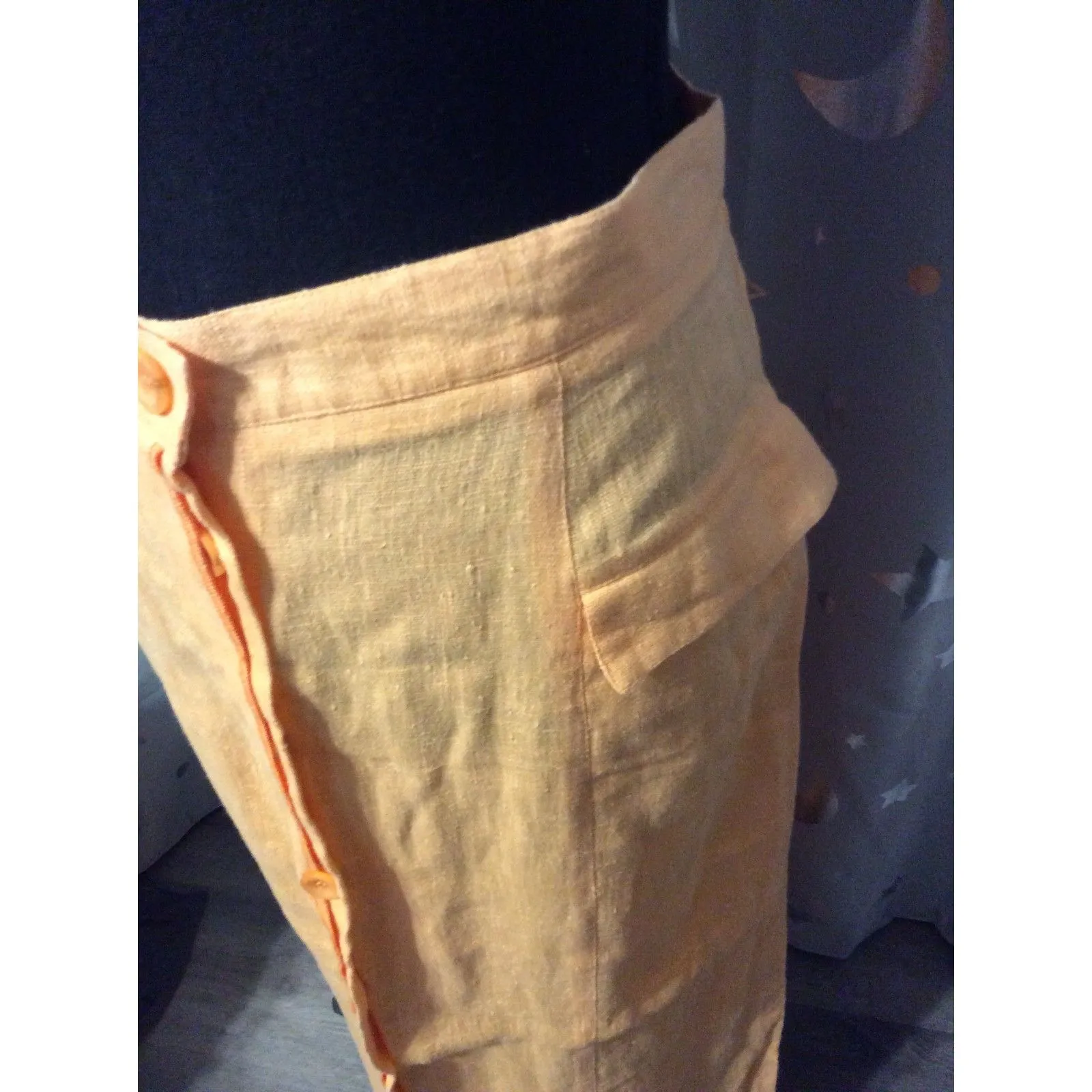 NWOT 100% Linen Plus Maxi Skirt Harve Benard 16 Pockets Button front Retro - Image 2