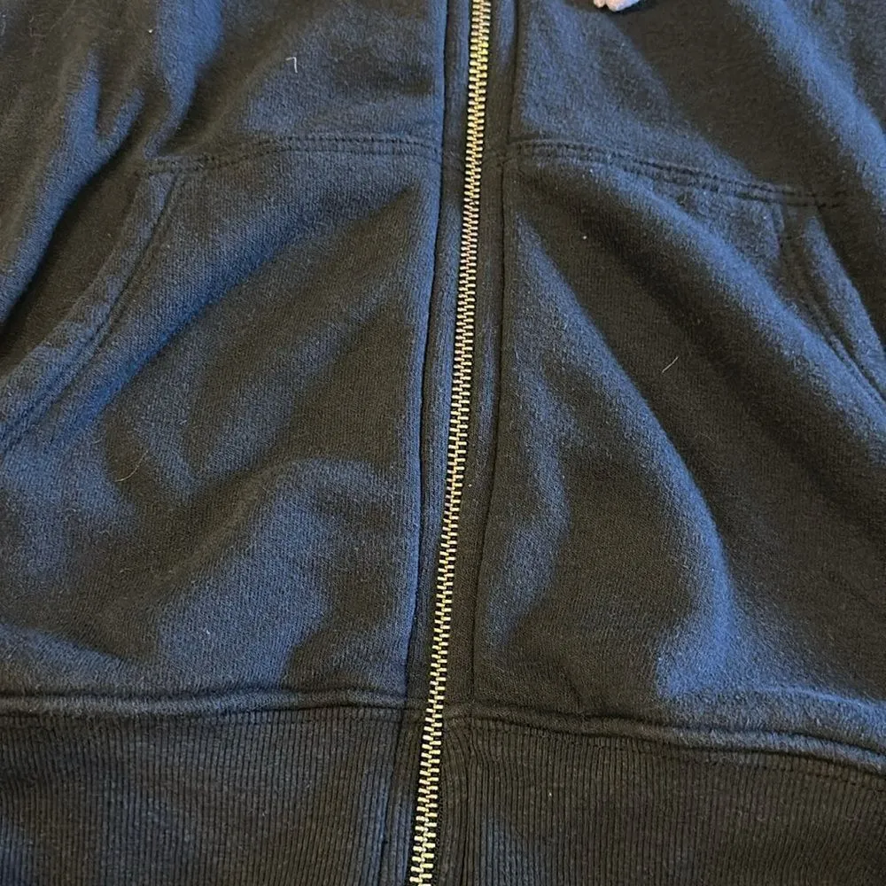 Spiritual Gangster Women’s Dark Grey Zip-up Hoodie with Rose Gold Peloton Font - Image 6