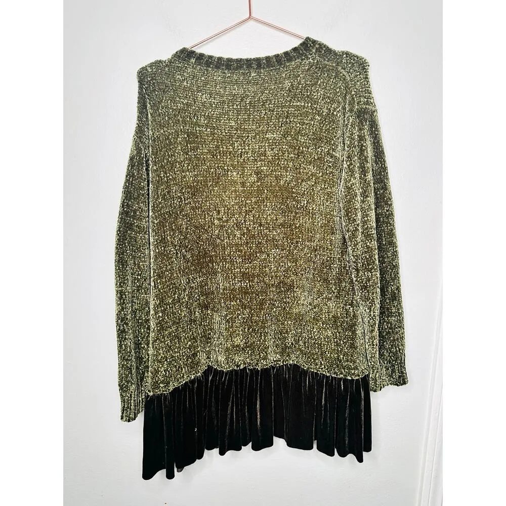 ENTRO Women's Dark Green Layered Long Sleeves Crewneck Sweater Size Medium - Image 7