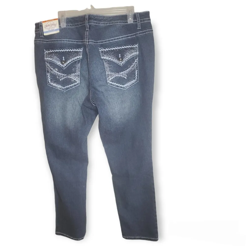 mid rise straight leg plus size Embellished dark wash jeans size 18W - Image 3