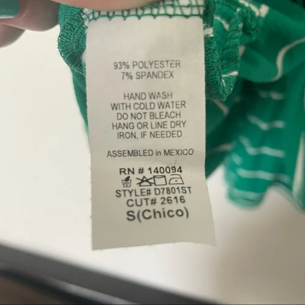 NWT See You Monday Sleeveless Tiered Green/White Striped Mini Dress Tunic Small - Image 7