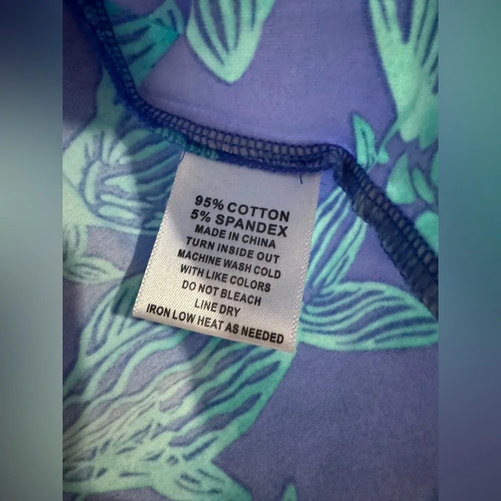 Hiho Blue Fish Print Cotton Roll‎ Down Waist Knee Length Skirt Small - Image 4