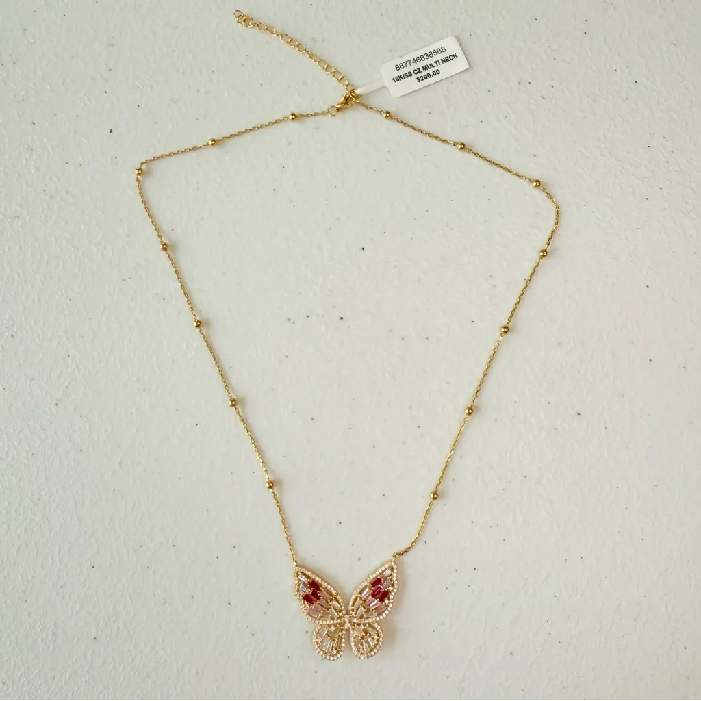 Giani Bernini NWT Gold over Sterling Silver Multicolor Butterfly Necklace - Image 3