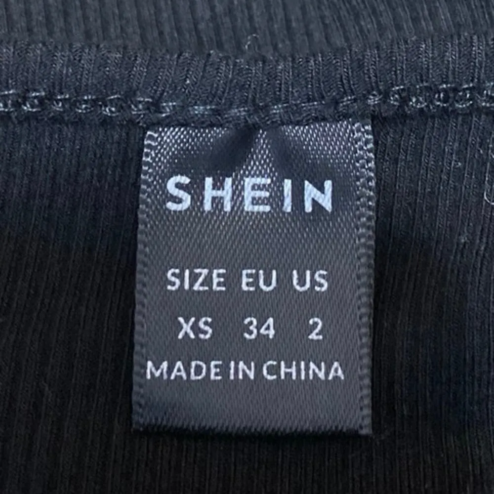 Shein Women's Black Butterfly Chain Front Rib Knit Cutout Long Sleeve Crop Top 2 - Image 4