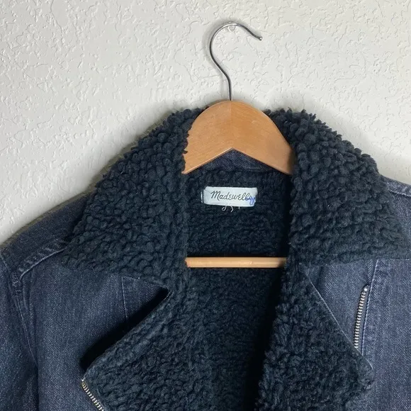 Madewell $168  black jean jacket with Sherpa‎ neck ( S ) - Image 5