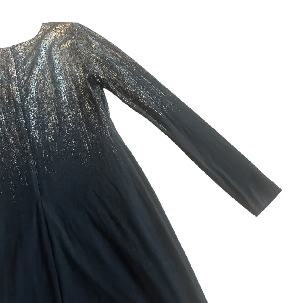 Fifteen Twenty Black Bodycon Dress Long Sleeve Silver Metallic Size Small Womens - Image 2