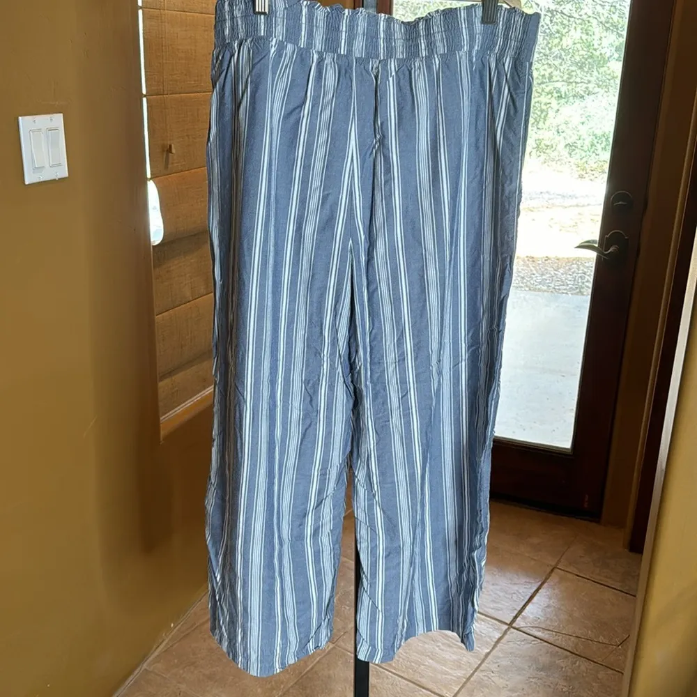 Abercrombie & Fitch Wide Leg Pants Striped Drawstring Waist Pull On Pants Sz XL - Image 7