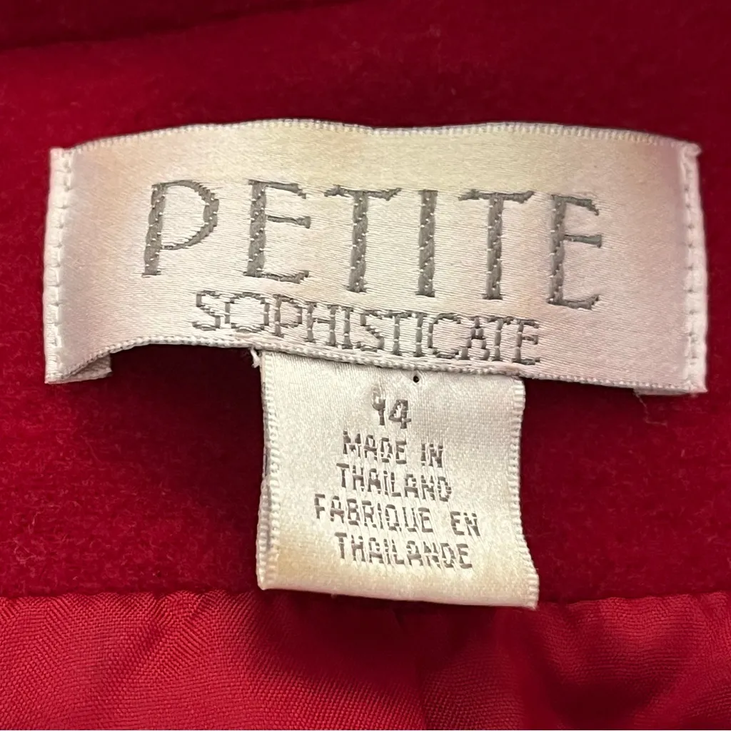 Petite Sophisticate Vtg Y2K Zip Front Jacket Padded Shoulder Wool Blend Red 14 - Image 3