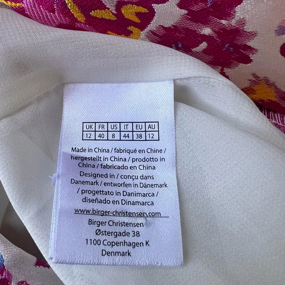 Rotate Birger Christensen Pink Floral Puff Sleeve Dress Size Medium - Image 11