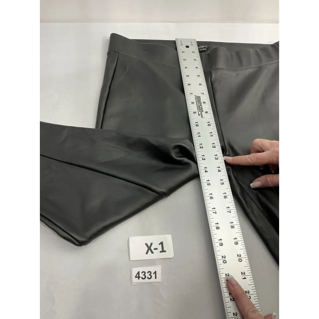 Womans Loft Pullon Leggings Large Tall Black Faux Leather - Image 6