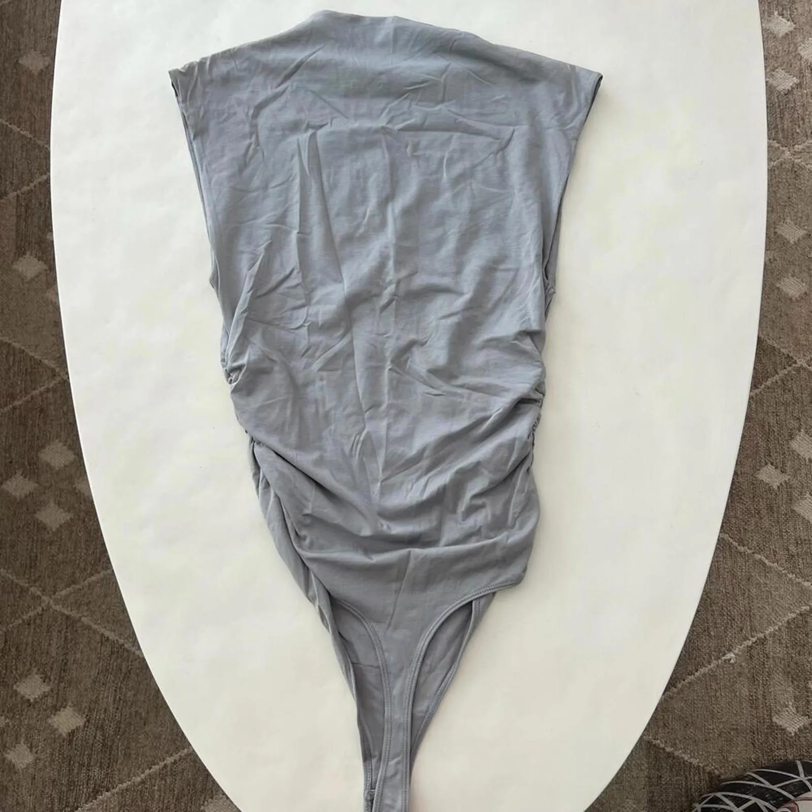 Abercrombie & Fitch Modal Blend Gray Mock Neck Ruched Sleeveless Bodysuit Size M - Image 5