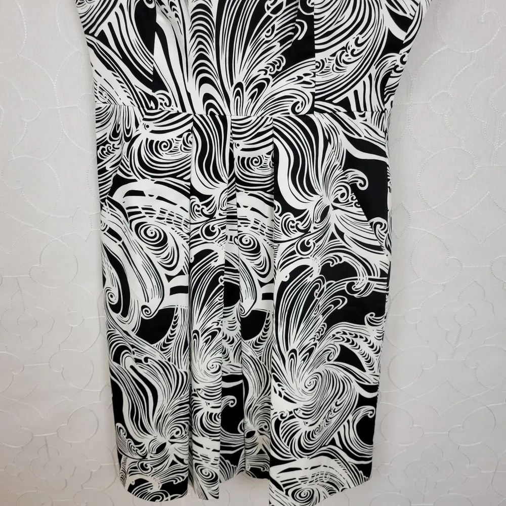 Muse Womens Dress Size 4 Black & White Swirl Print Fit & Flare Cap Sleeve Mini - Image 5