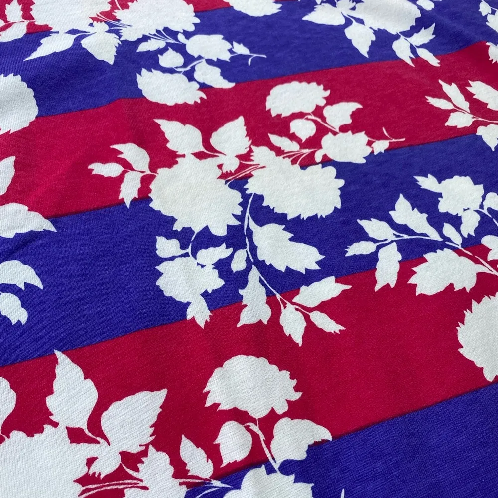 Vintage Deadstock 1990s Stanley Blacker Striped Floral Polo Shirt Purple Size M - Image 2