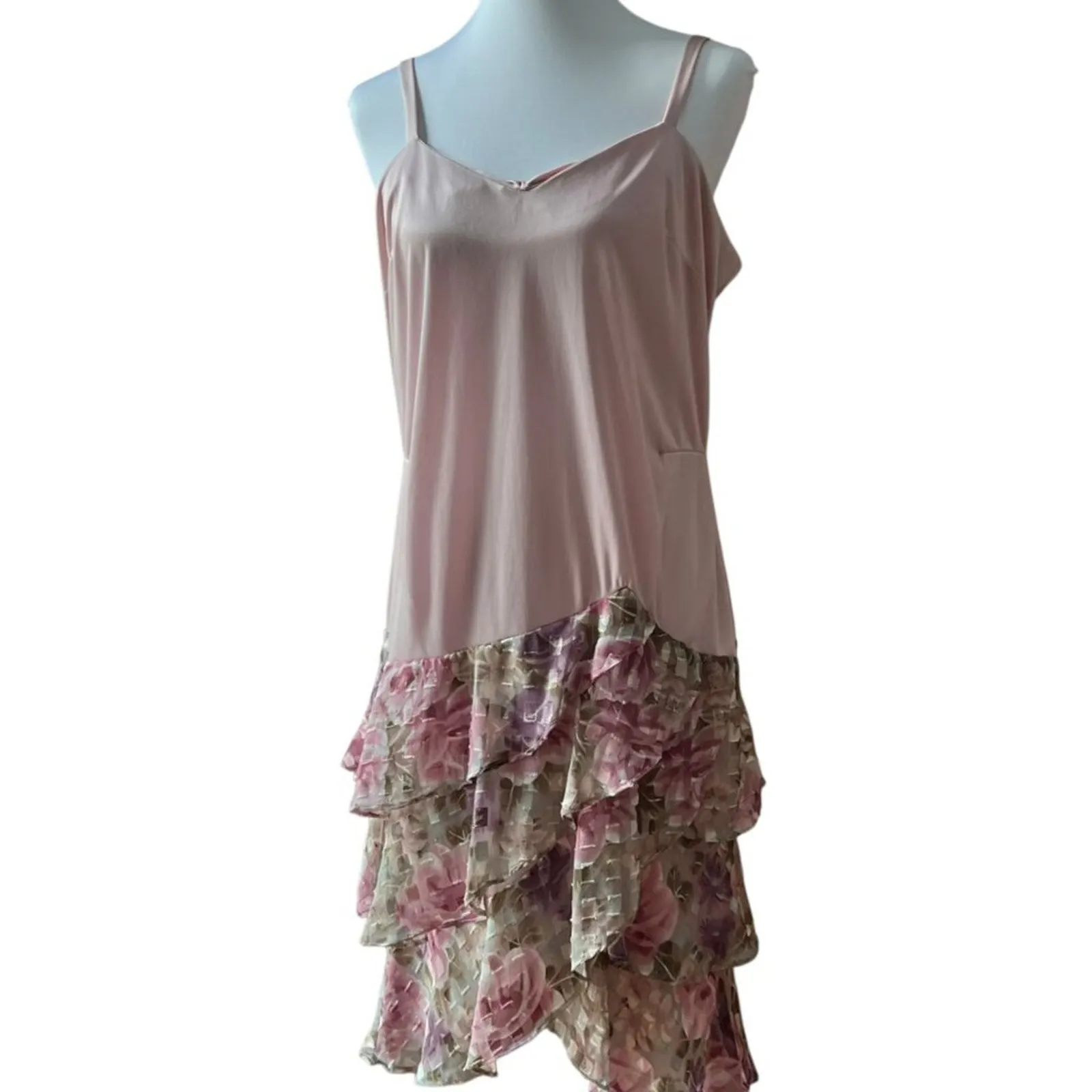 Vintage Dress Medium Set Semi Formal Large Retro Cottage Boho Sheer 80s 40s Rose Pink - Image 8