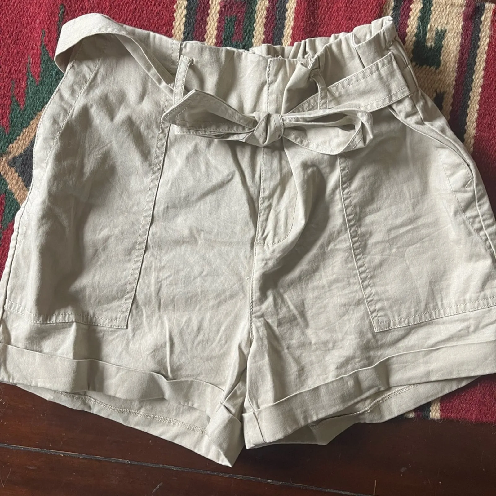 NWOT Womens Cargo HighWaisted Shorts, Vanilla Star, Tan Cargo With Belt Size 27 - Image 3