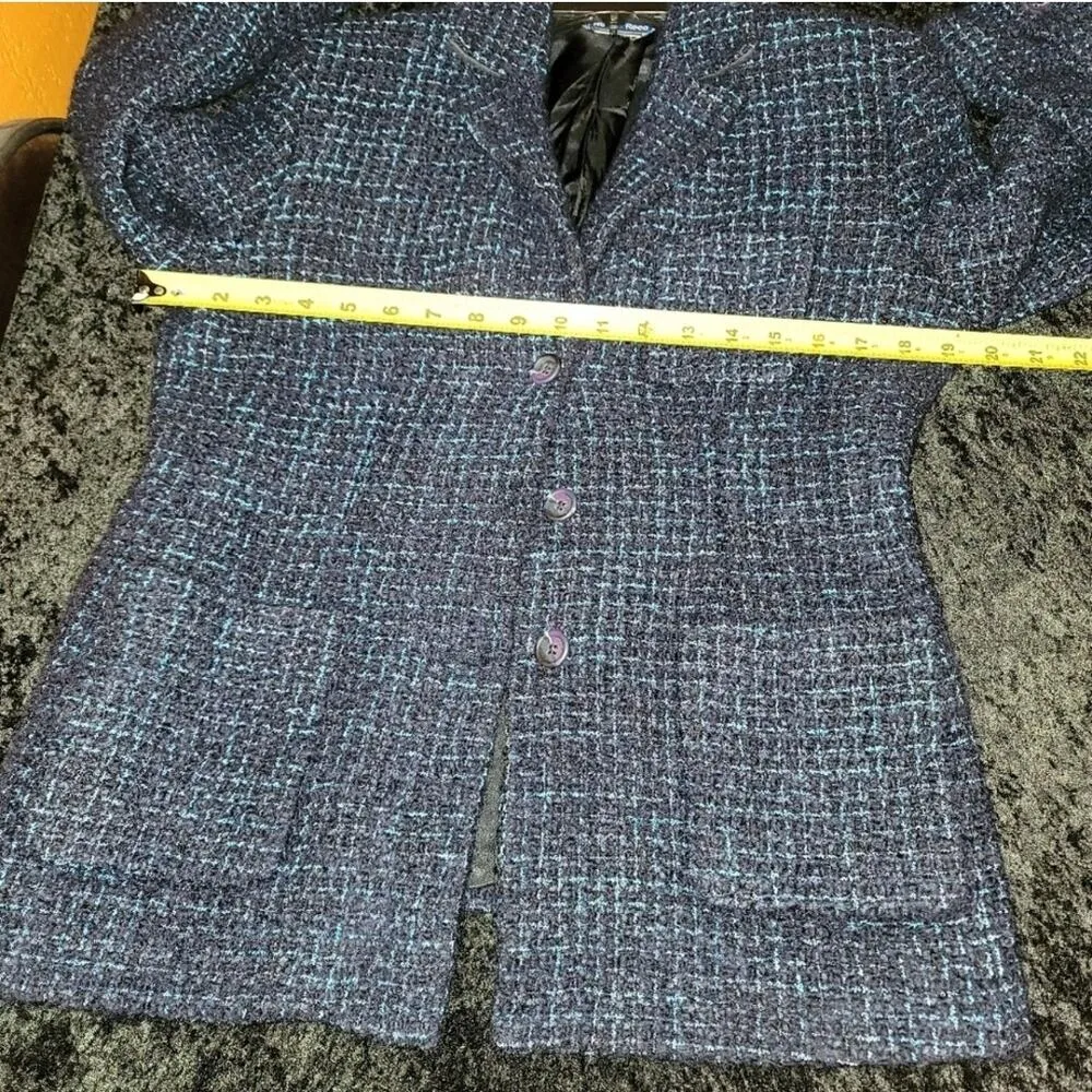 Vintage Austin Reed Cotton Collared Blazer Coat M Blue Size M - Image 11