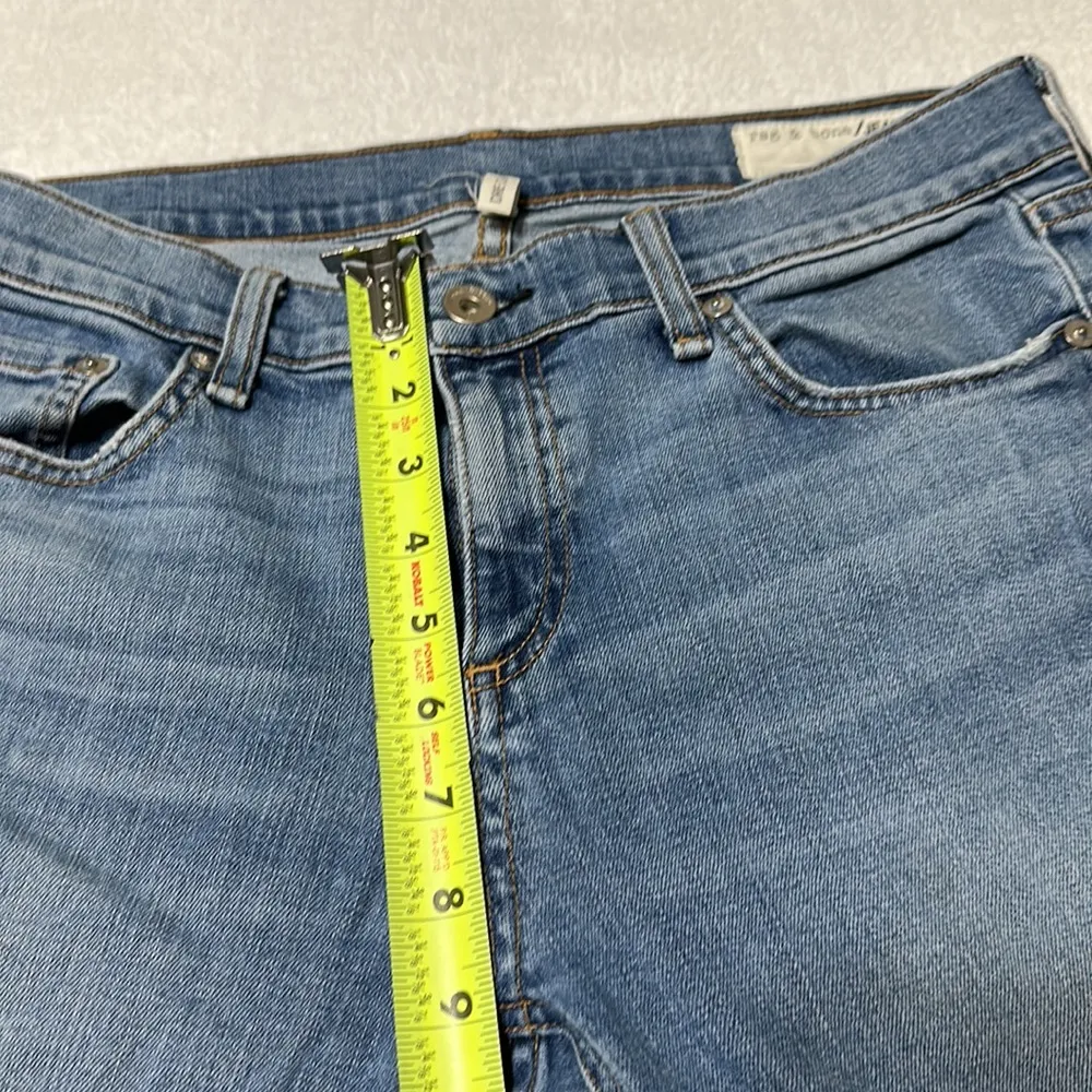 𝅺Rag & Bone 29 Women Dre Capri Jean Boyfriend Low Levee Whole Distress Raw Blue - Image 13