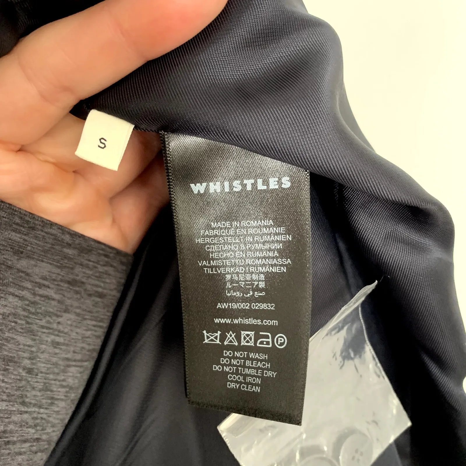 Whistles Navy Check Double Breasted Blazer Womens Small Blue - Image 16