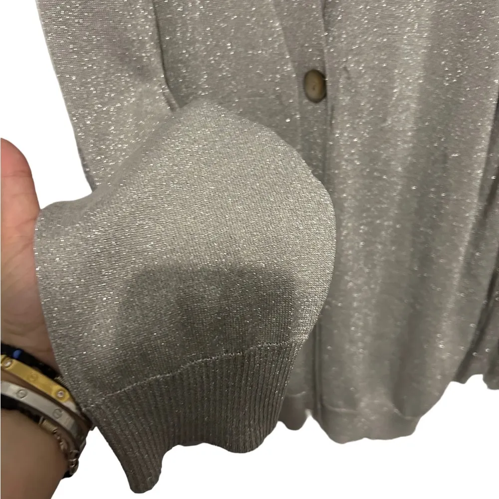 Kenneth Cole silver silk blend cardigan size 3x - Image 3